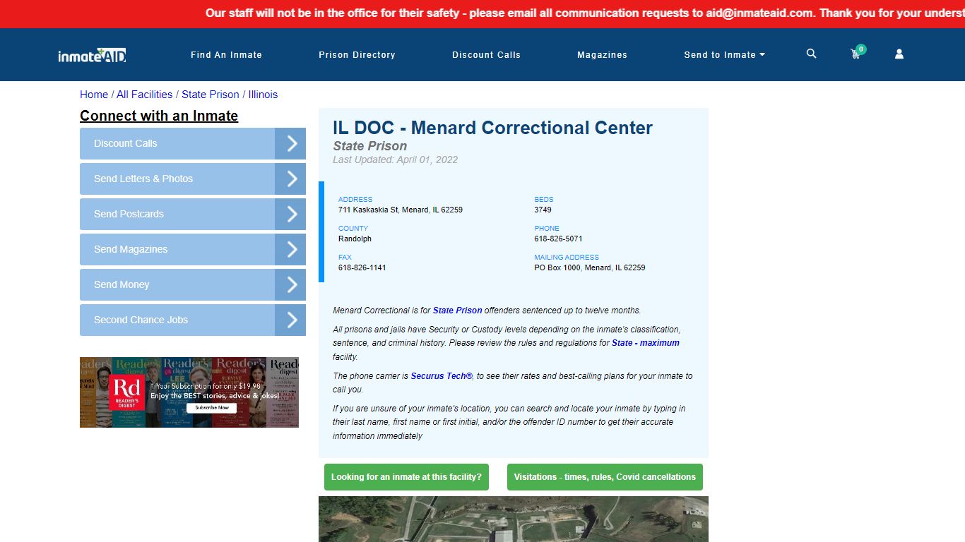 IL DOC - Menard Correctional Center & Inmate Search ...